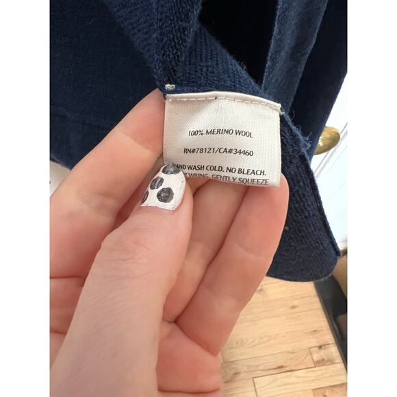 Eileen Fisher Women's M P Open Front Cardigan Sweater Midnight Blue Merino Wool - Picture 10 of 12